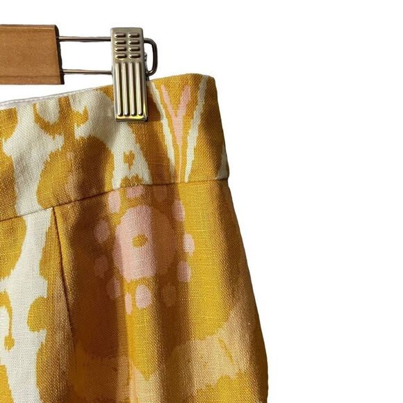 J. Crew Ochre Ikat Linen Print Pencil Skirt Size 2 - Picture 11 of 12